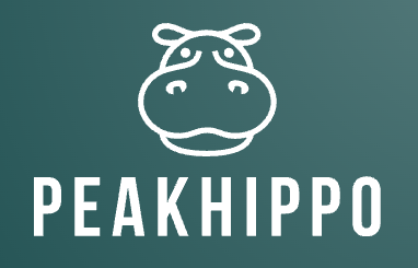 Hippo on teal background with words PeakHippo
